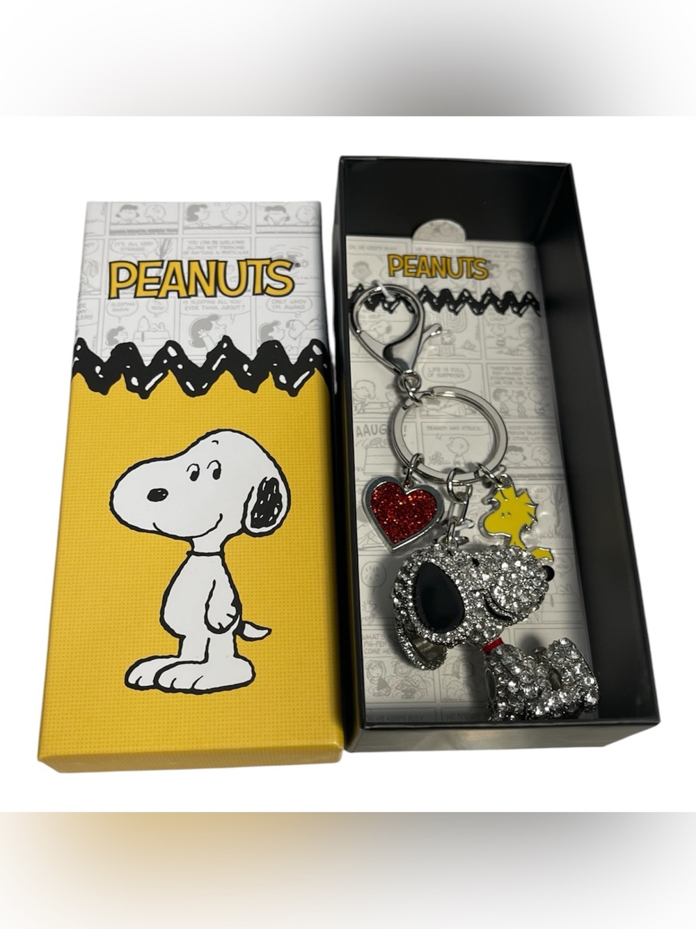 Peanuts Snoopy Pave 3D Bling Bag Charm w/red heart & Woodstock - NIB **